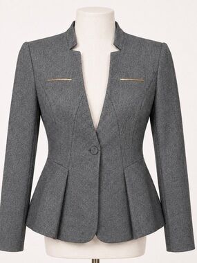 Yunclos Gray Gold Bar Peplum Blazer Size M